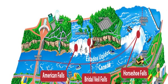 mapa 3 cataratas niagara